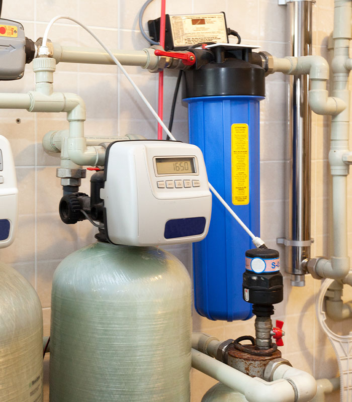 A domestic household boiler room with a new modern solid fuel boiler